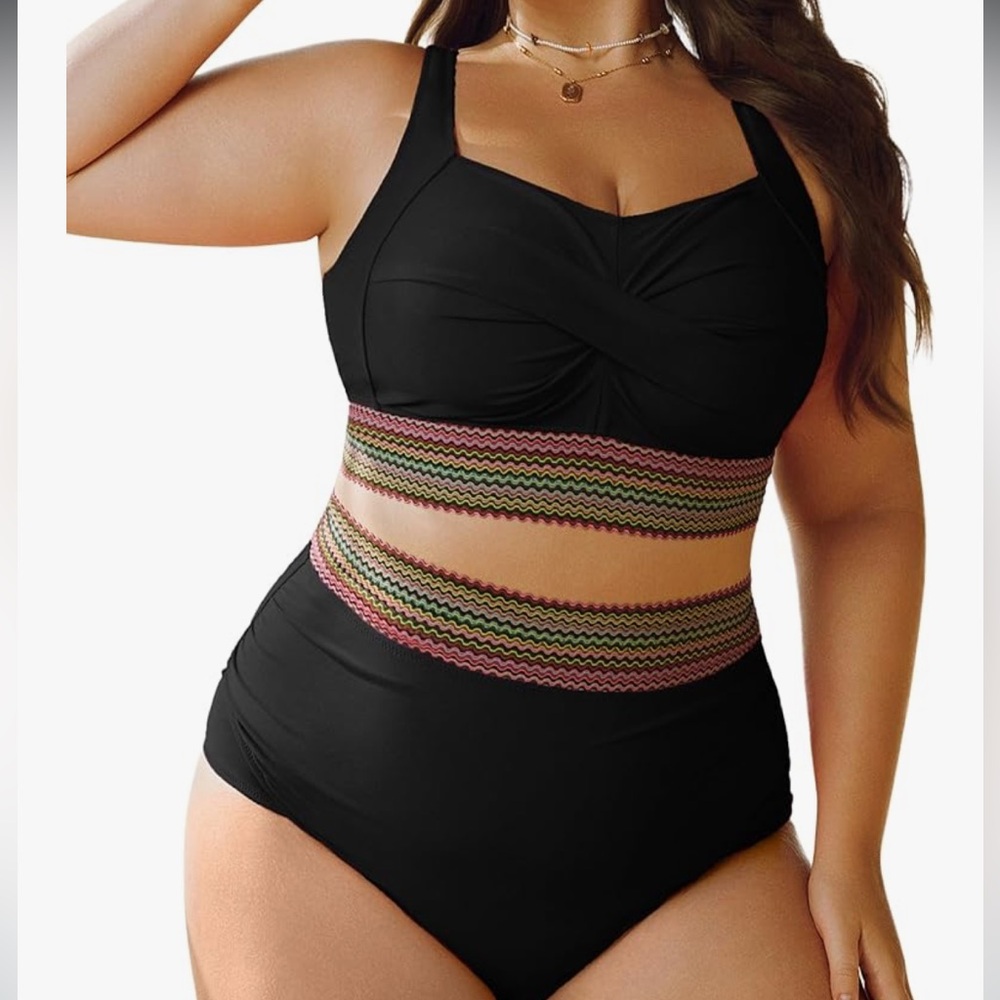 Hanna Nikole High Waisted Tummy Control 2 Piece Bathing Suit 22W